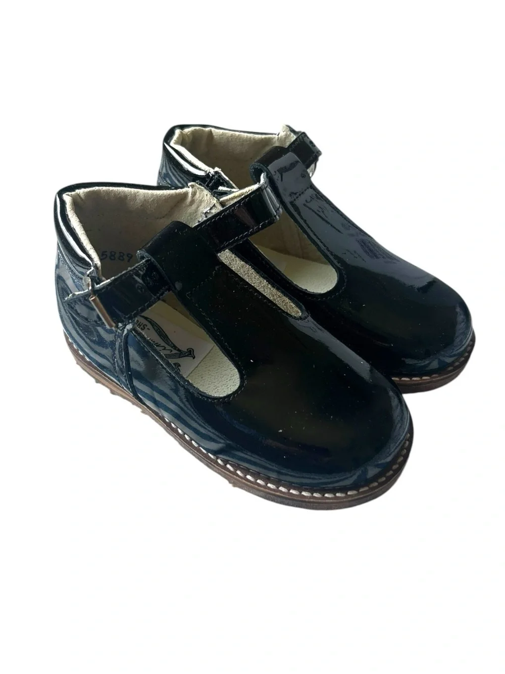 Zimmerman‎ Leather Classic Black Patent T-Strap Kids Shoes New 6 Toddler USA